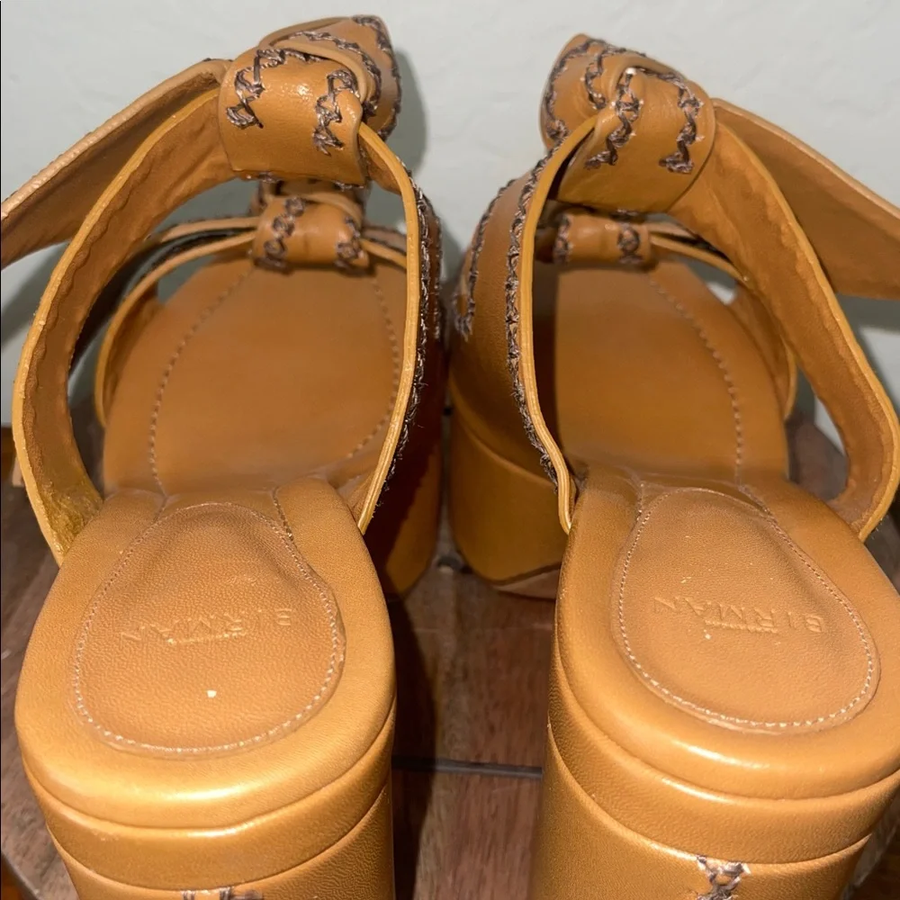 Alexandre Birman Brown Clarita Dual-Bow 119MM LeatherPlatform Slide Sandal Sz 10